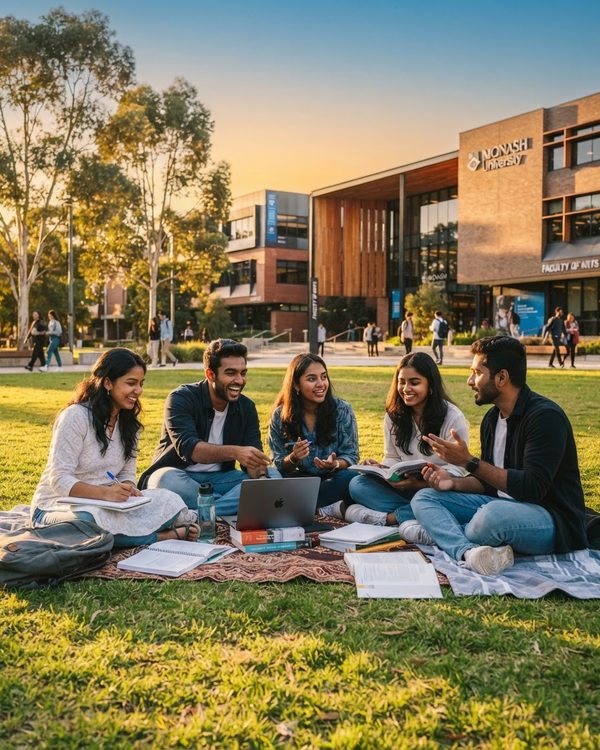 South Indian students on an Australian university campus