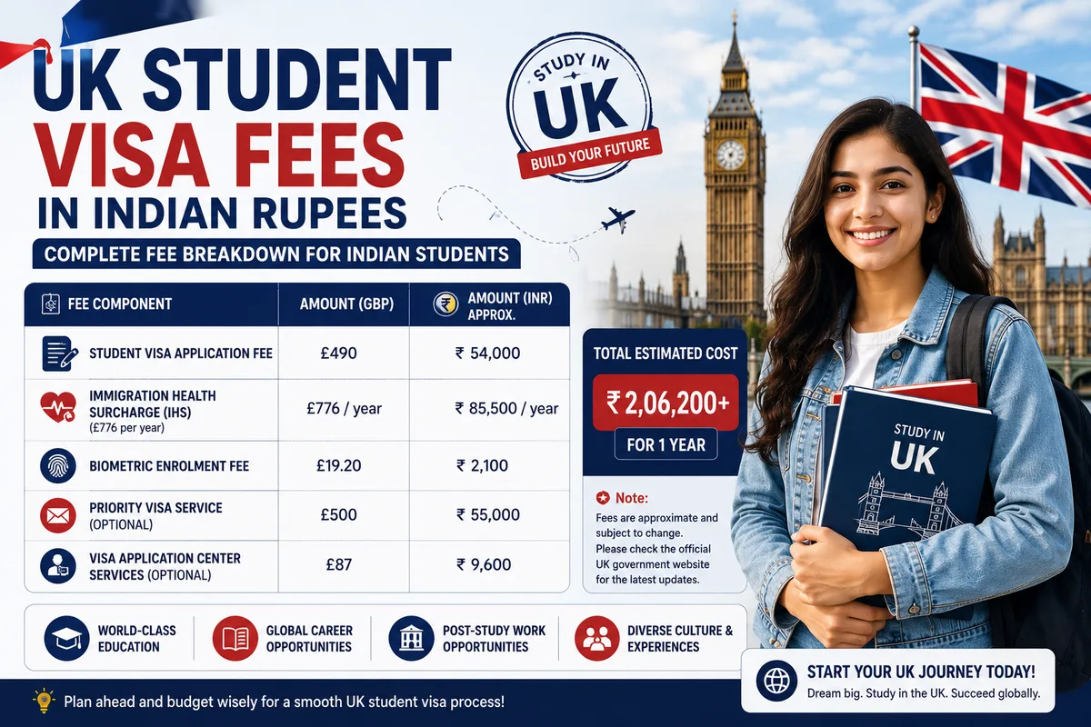 UK Student Visa Fees in Indian Rupees cover