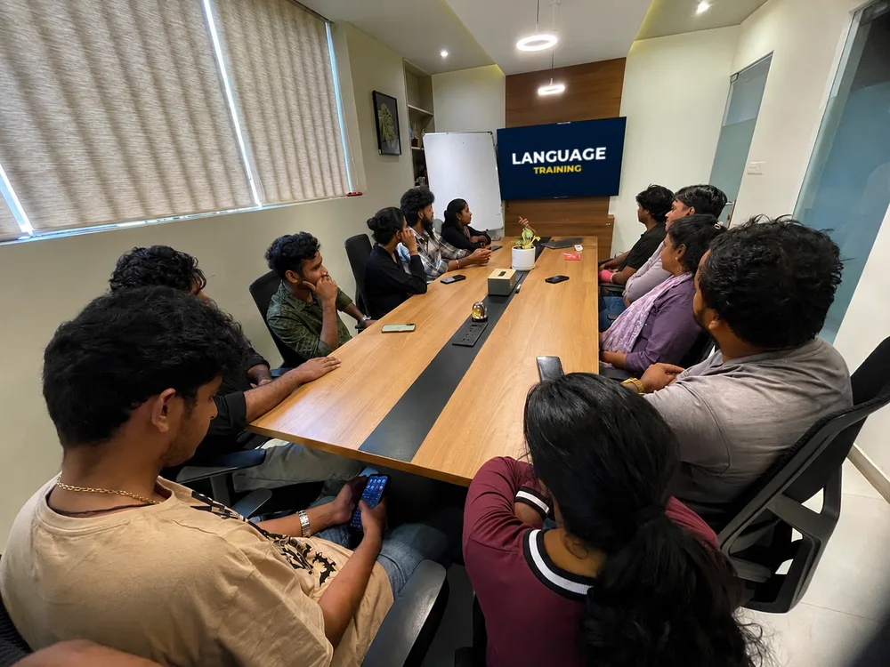 Students at a Cokonet IELTS batch briefing in the training room