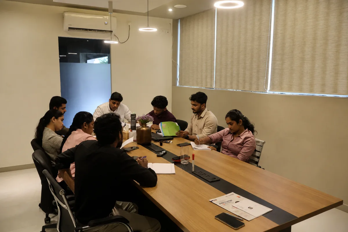 A live German batch in discussion at the Cokonet Trivandrum centre