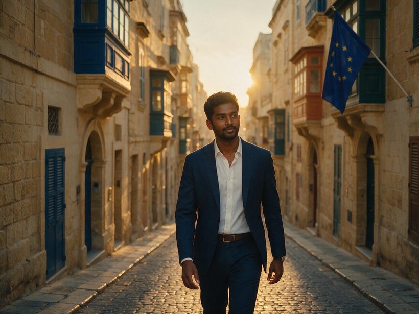 Indian professional on a Valletta street