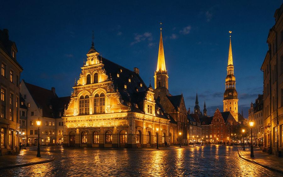 Latvia · Lithuania at night