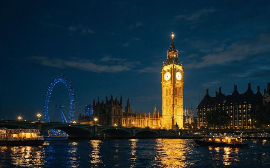 United Kingdom at night
